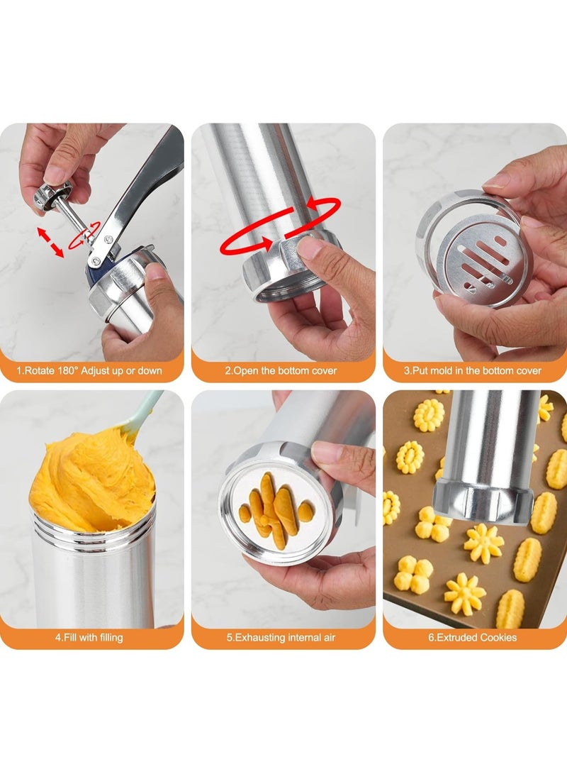 مكبس بسكويت من الستانلس ستيل، مجموعة مكبس بسكويت مع 20 قالب بسكويت و8 أطراف تزيين، مثالي لتزيين الكعك DIY ومستلزمات الخبز. - Image 4