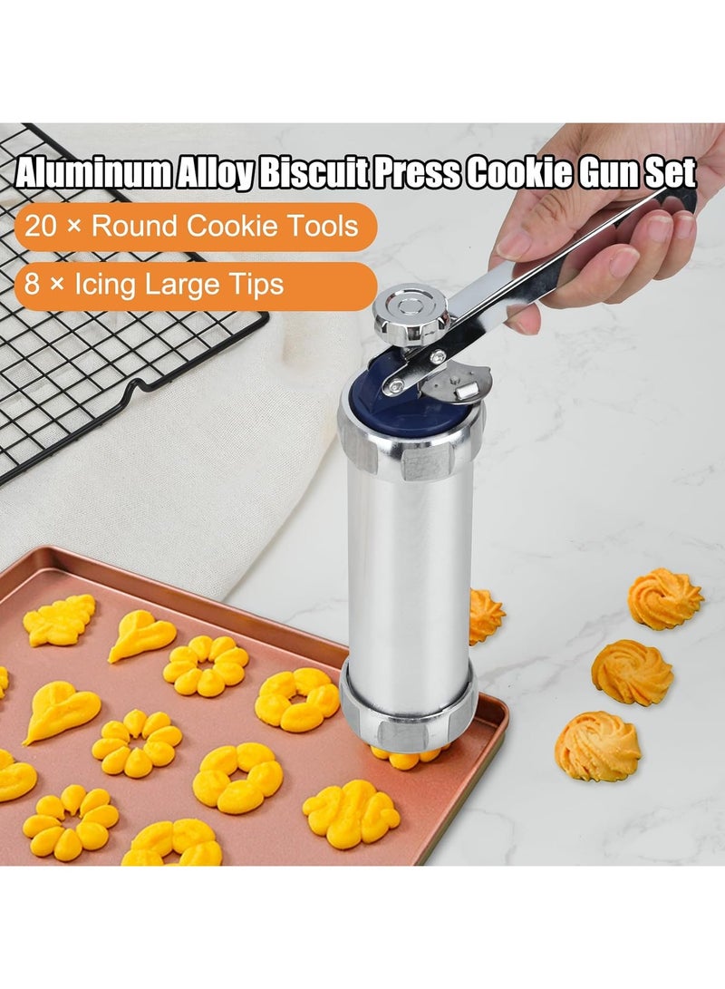 مكبس بسكويت من الستانلس ستيل، مجموعة مكبس بسكويت مع 20 قالب بسكويت و8 أطراف تزيين، مثالي لتزيين الكعك DIY ومستلزمات الخبز. - Image 2