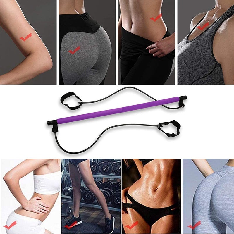 BROCCOLIN Pilates Bar Set Portable Yoga Exercise Pilate Stick with Resistance Band Foot Loop Fitness Equipment for Stretch Sculpt Twisting Sit Up for Man Women Gym Bodybuilding Shaping Workout Multi Color - Image 5