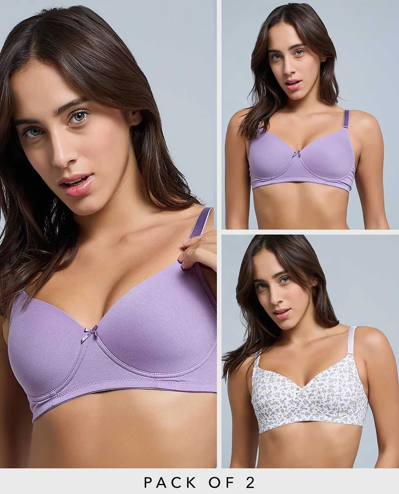 2 Pack Solid Underwire Bras