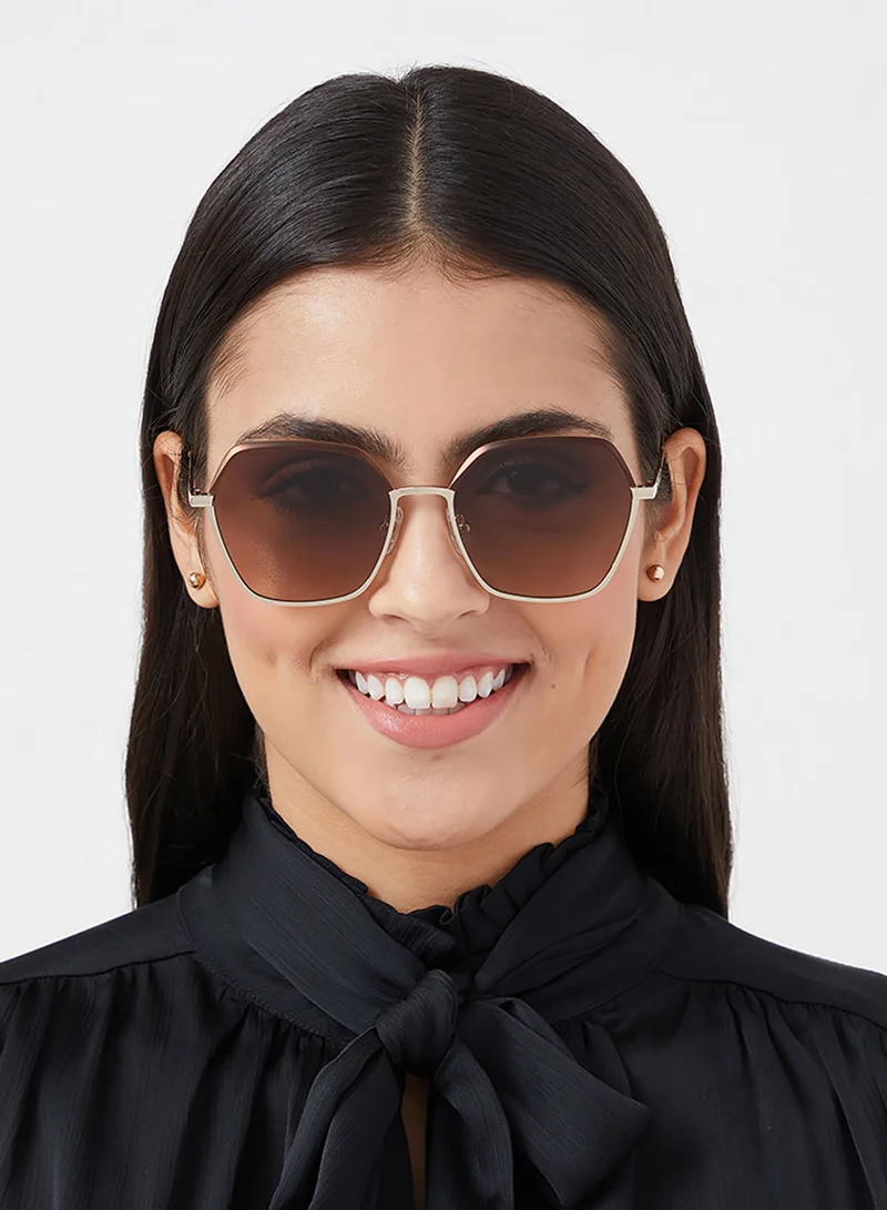 30Sundays Cera,Women Sunglasses, Geometric Sunglasses, UV Protection: UV400 (Brown,Brown)