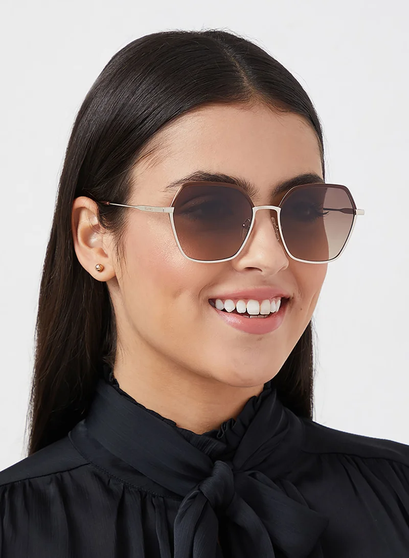 30Sundays Cera,Women Sunglasses, Geometric Sunglasses, UV Protection: UV400 (Brown,Brown)