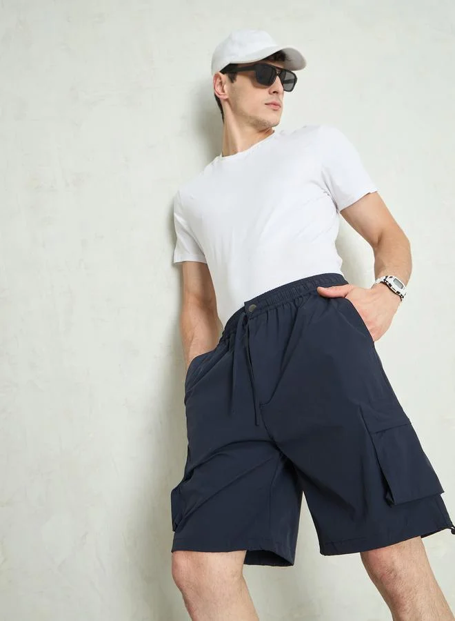 SASSAFRAS Sassafras Navy Blue Cargo Pocket Parachute Shorts