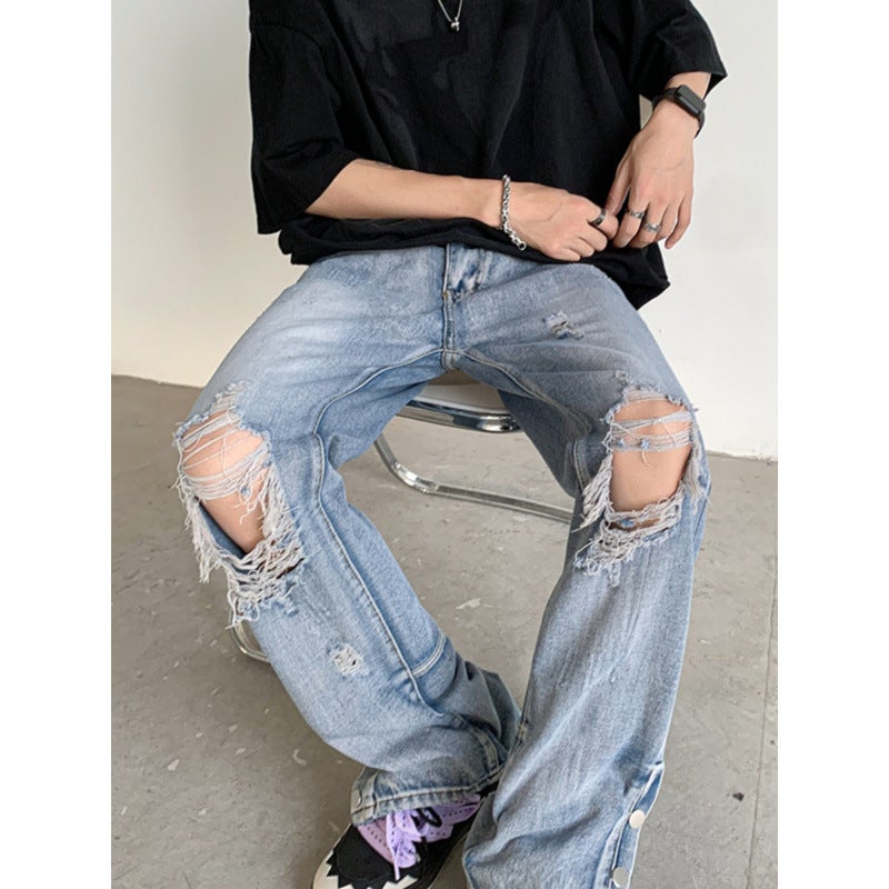 Unisex Classic Denim Jeans Loose Fit Daily Outdoor Wear - Image 3