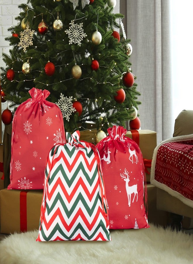 FloraSea 3 Pack Christmas Big Cotton Gift Bags With Drawstrings, Giant Reusable Holiday Fabric Gift Bags for Xmas Presents and Party Favors - Image 5
