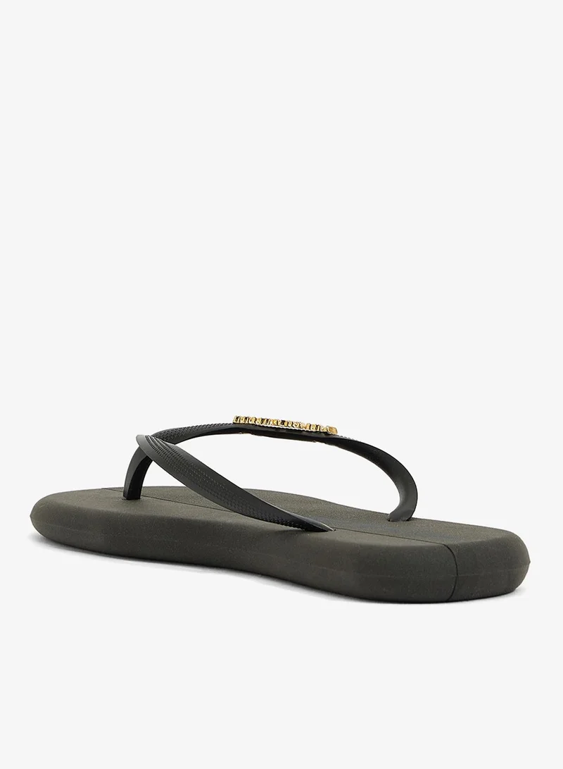 Voices Boat Women'S Flip Flops With Matching Brand Design Strap - Black