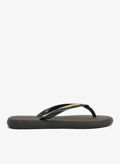 Voices Boat Women'S Flip Flops With Matching Brand Design Strap - Black