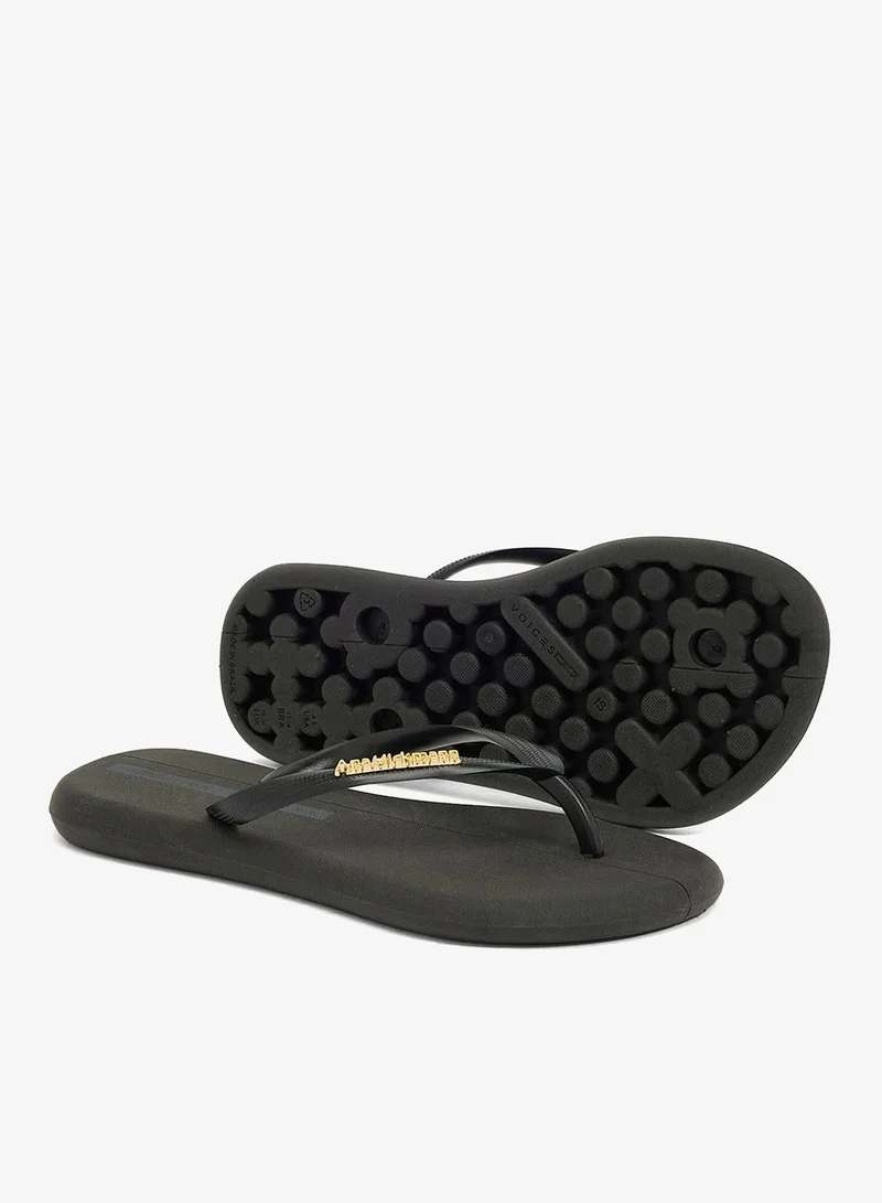 Voices Boat Women'S Flip Flops With Matching Brand Design Strap - Black