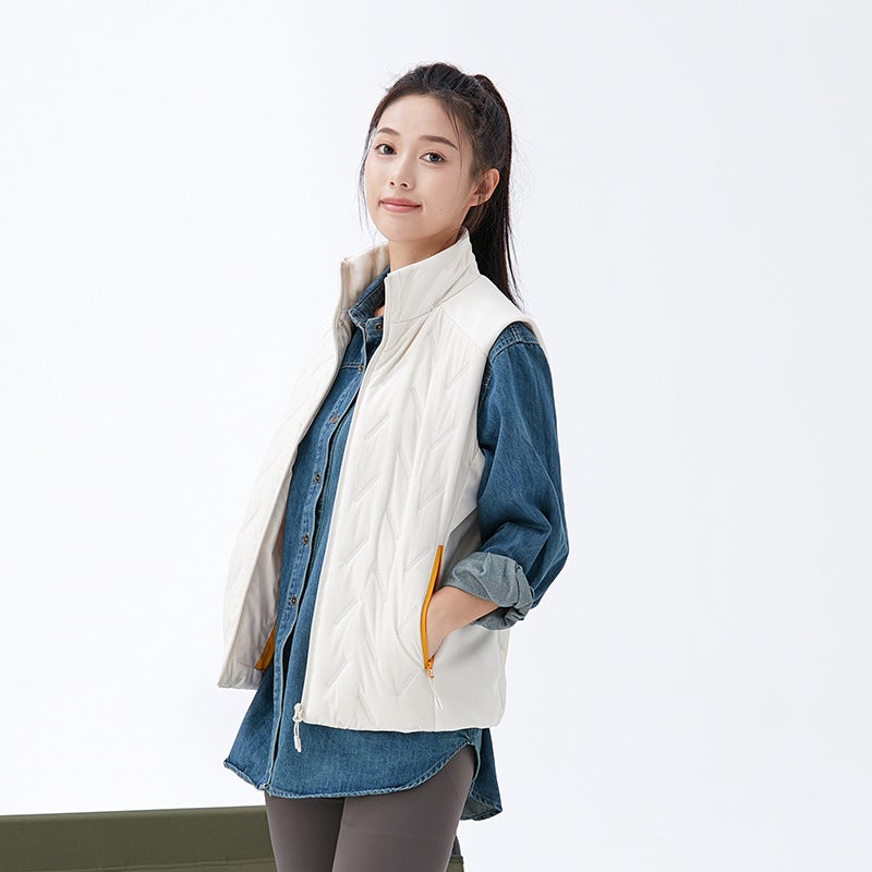 Ultrasonic Cotton Seamless Vest Four-Proof Cotton-Padded Coat Men'S And Women'S Vest Men'S And Women'S Printed Embroidered Couple'S Fashionable Thin Casual Waistcoat - Image 4