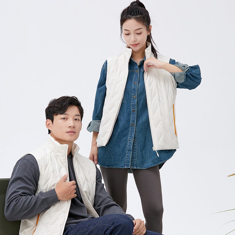 Ultrasonic Cotton Seamless Vest Four-Proof Cotton-Padded Coat Men'S And Women'S Vest Men'S And Women'S Printed Embroidered Couple'S Fashionable Thin Casual Waistcoat - Image 2