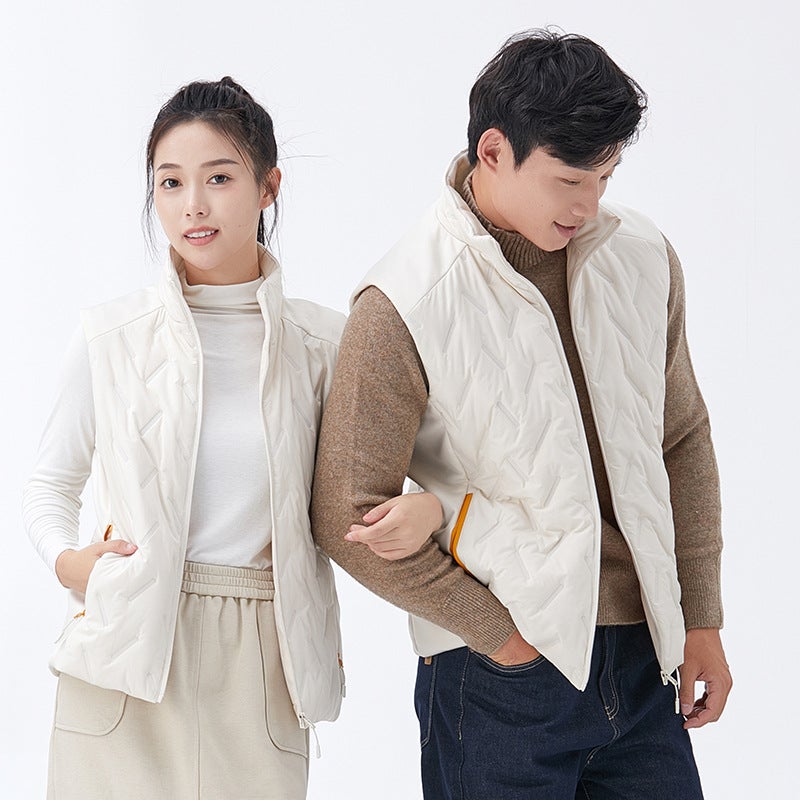 Ultrasonic Cotton Seamless Vest Four-Proof Cotton-Padded Coat Men'S And Women'S Vest Men'S And Women'S Printed Embroidered Couple'S Fashionable Thin Casual Waistcoat - Image 1