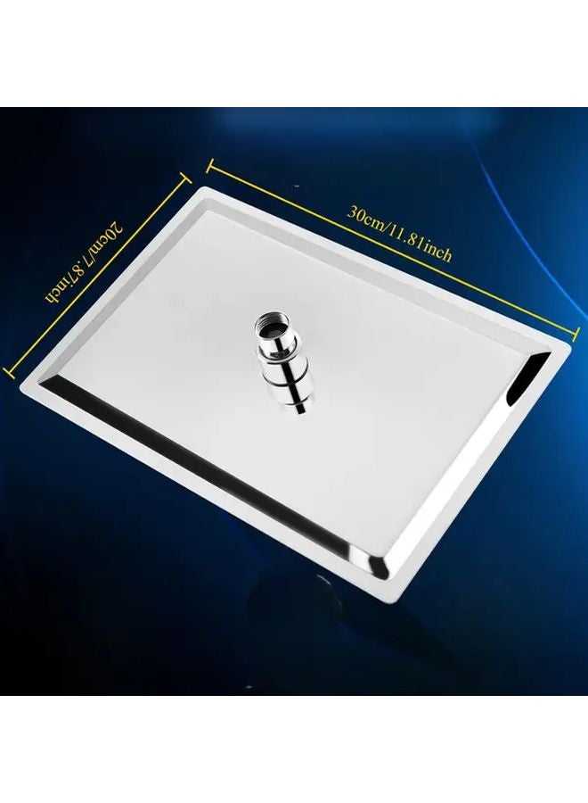 رأس دش المطر الأسود مات كبير مربع 12 × 8 بوصة نظام دش المطر عالي التدفق تركيب السقف أو الحائط - Image 4