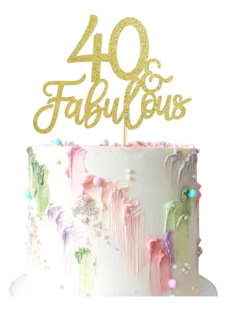 Generic - 40 & Fabulous Cake Toppers 40 and Fabulous Cake Toppers for Happy 40th Birthday Cheers to 40 Party Decorations 40 Anniversary Birthday Cake Decorations Supplies - Image 1