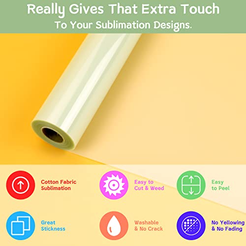HTVRONT Clear Sublimation HTV Vinyl Matte 12" X 20FT - Sublimation Vinyl High Transfer Rate - Bright Smooth Washable HTV for T-Shirt/Hat/Pillow/Bag - Image 3