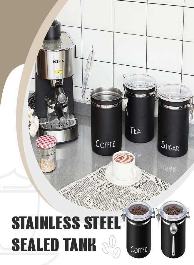 FillTouch 3 Pcs 60.8 oz Stainless Steel Canister and 3 Spoons Food Storage Canisters Airtight Coffee Containers Large Coffee Jar with Lid Locking Clamp for Kitchen Counters Tea Sugar Flour Coffee Bean - Image 5