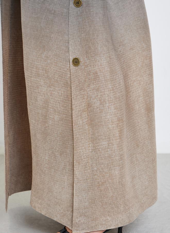 تايك تو عباية محبوكة بكسرات بتدرج لوني وتفصيلة أزرار جانبية وأكمام طويلة - Image 5