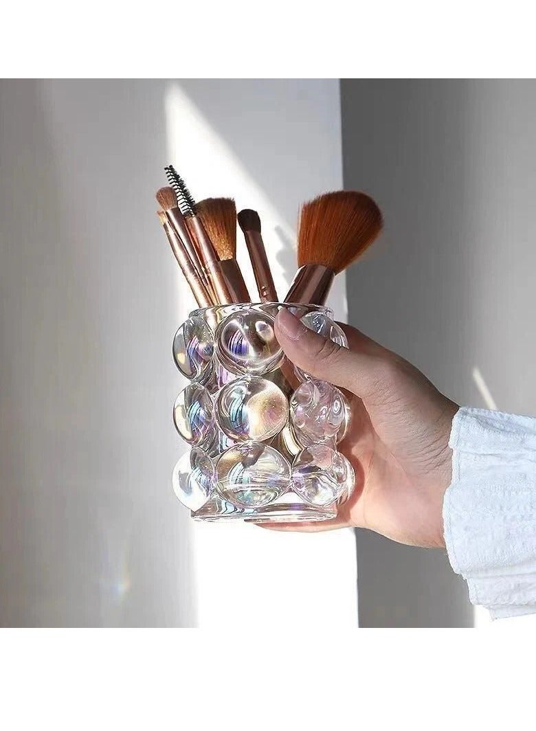 Generic Makeup Brush Organizer with Lid – Dustproof Cosmetic Brush Holder, Rotating Design for Easy Access, Stylish Storage for Vanity, Dresser or Bathroom Countertop - Image 1