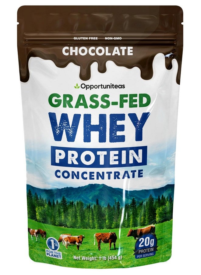 Opportuniteas Grass Fed Whey Protein Powder Concentrate - Chocolate - Pure Protein Supplement - Non GMO, Hormone Free & Gluten Free - 1lb - Image 1