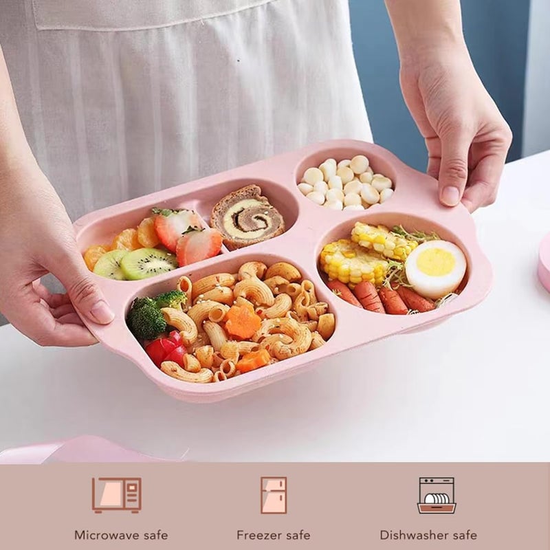 RUIBOLU Large 12 Inch Divided Plates for Kids Adults, Wheat Straw Portion Control Plate, Reusable Plastic Compartment Plates,Unbreakable Dinner Plates Dessert Plates, BPA Free - Image 4