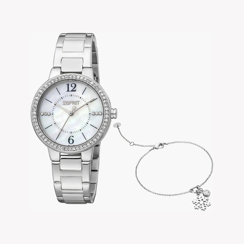 ESPRIT Women's Silver Stainless Steel Watch, White Mother of Pearl Dial|ES1L228M2085 - Image 1