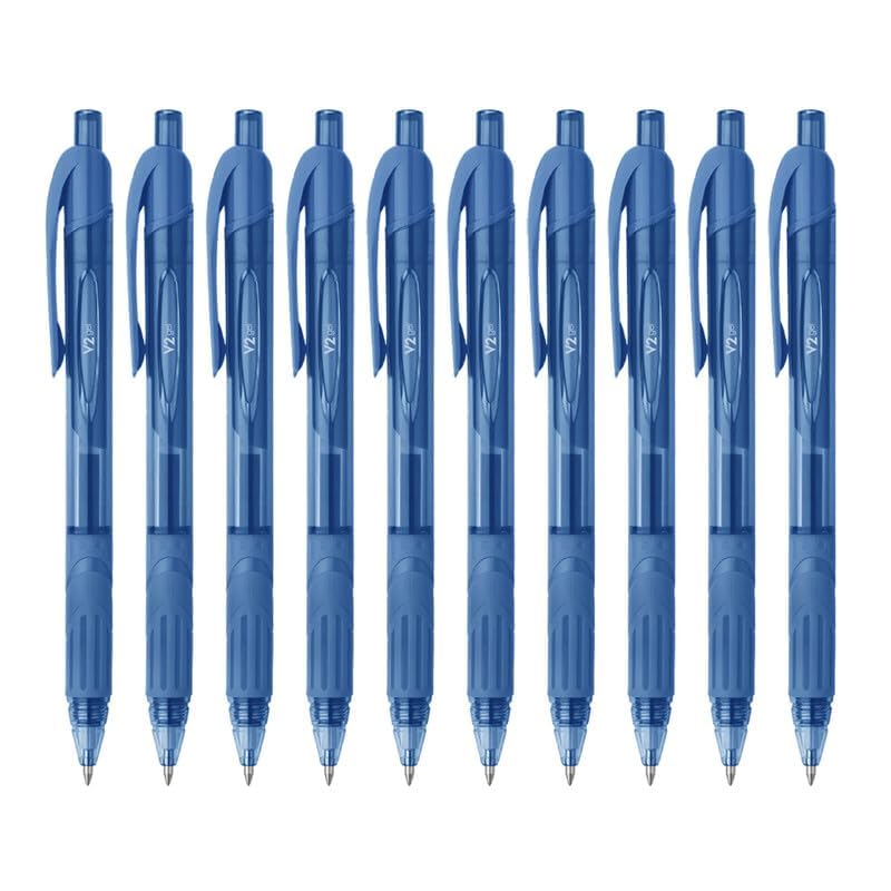 FLAIR V2 Retractable 0.7mm Gel Pen Box Pack | Water Proof, Smudge Free & Refillable Ink For Smooth Writing Experience | Comfortable Grip For Easy Handling | Blue Ink, Pack of 10 Pens - Image 1
