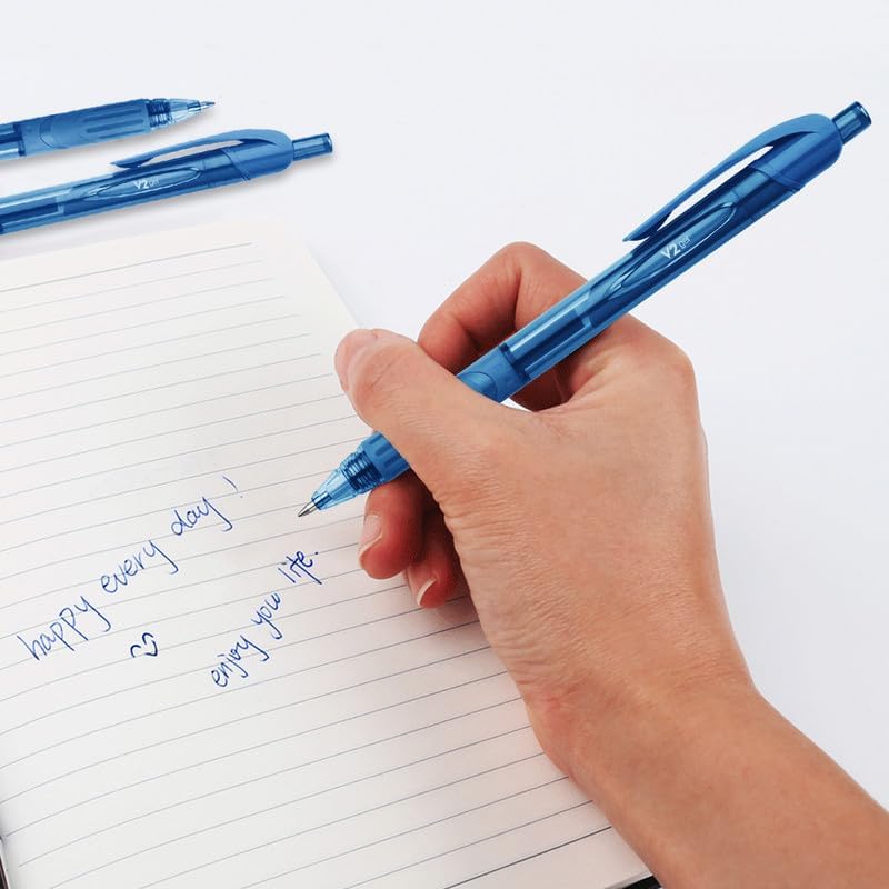 FLAIR V2 Retractable 0.7mm Gel Pen Box Pack | Water Proof, Smudge Free & Refillable Ink For Smooth Writing Experience | Comfortable Grip For Easy Handling | Blue Ink, Pack of 10 Pens - Image 4