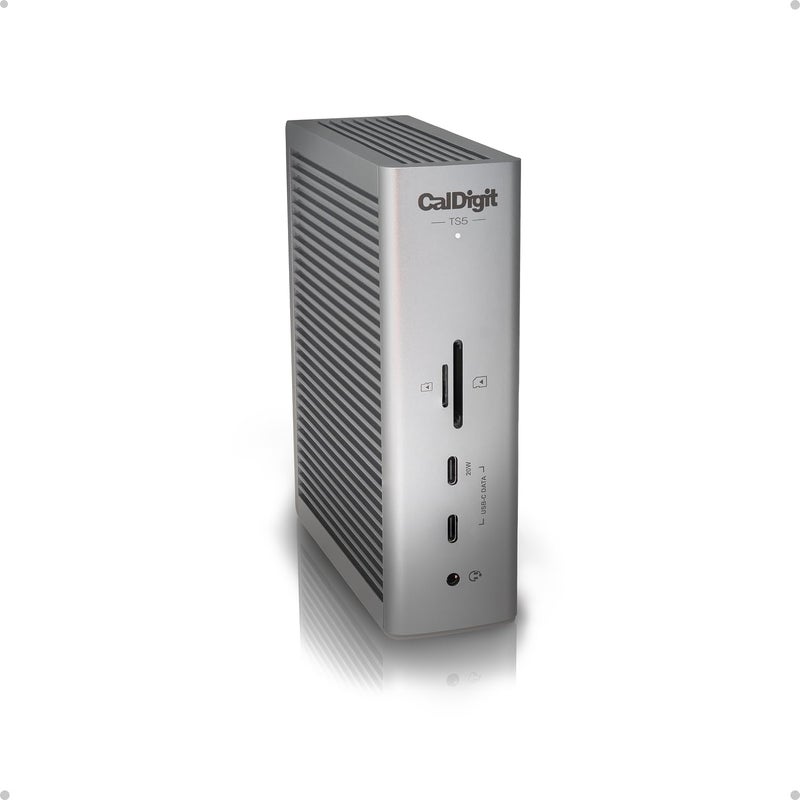 CalDigit TS5 Thunderbolt 5 Dock 15 Port 140W Charging 80Gbs TBT 5 x 4 USBC 10Gb x 3 USBA x2 25Gb Ethernet Dual 8K60Hz Displays SD microSD UHSII 1m Braided Cable Space Gray 240W PSU - Image 2