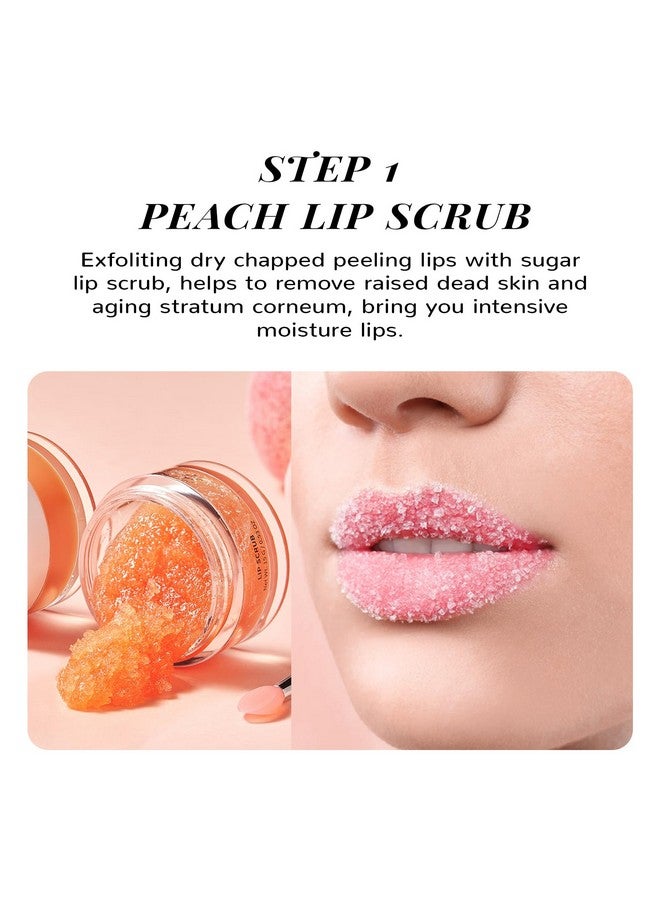 ANAI RUI Anairui Lip Balm Mask&Lip Scrub Set Lip Care Kitlip Sleeping Mask Moisturizer And Lip Exfoliator Sugar Scrub Overnight Lip Treatment Repair For Dry Chapped Peel Lips Lip Lines (Peach + Collagen) - Image 4