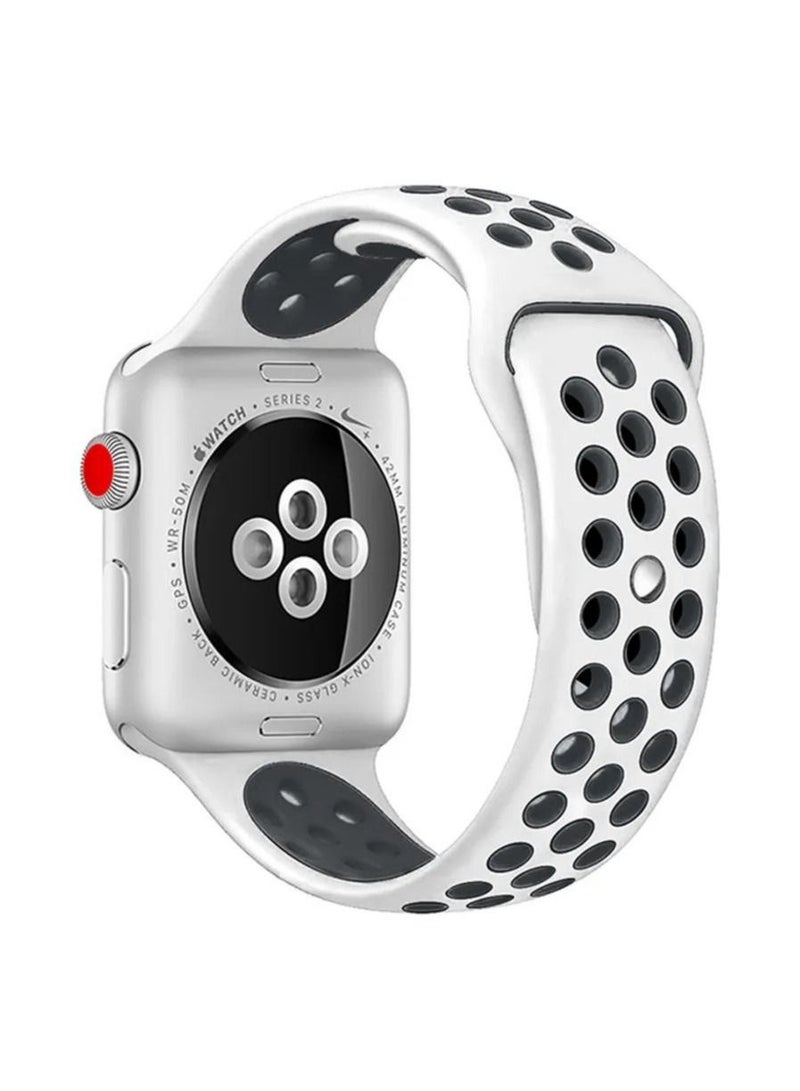 Apple Watch Strap, Nike Apple Watch band for Apple Watch Series 5/6/7 42/44/45mm White Black - Image 3