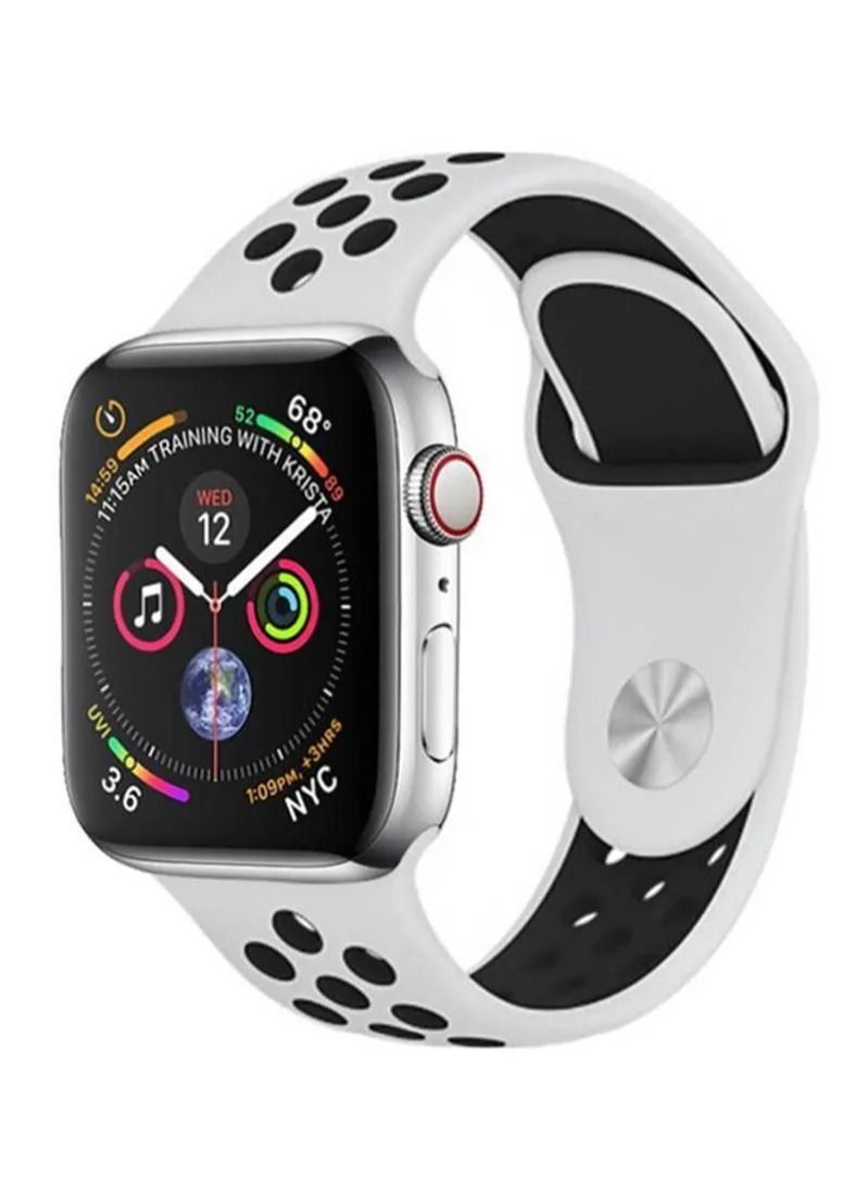 Apple Watch Strap, Nike Apple Watch band for Apple Watch Series 5/6/7 42/44/45mm White Black - Image 1