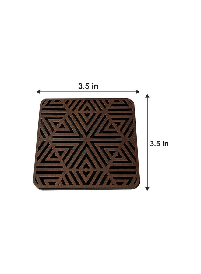 PINE HOME Laser Cut Wooden Coasters with Holder for Living Room, Bedroom and Kitchen (Set of 6) - Image 4