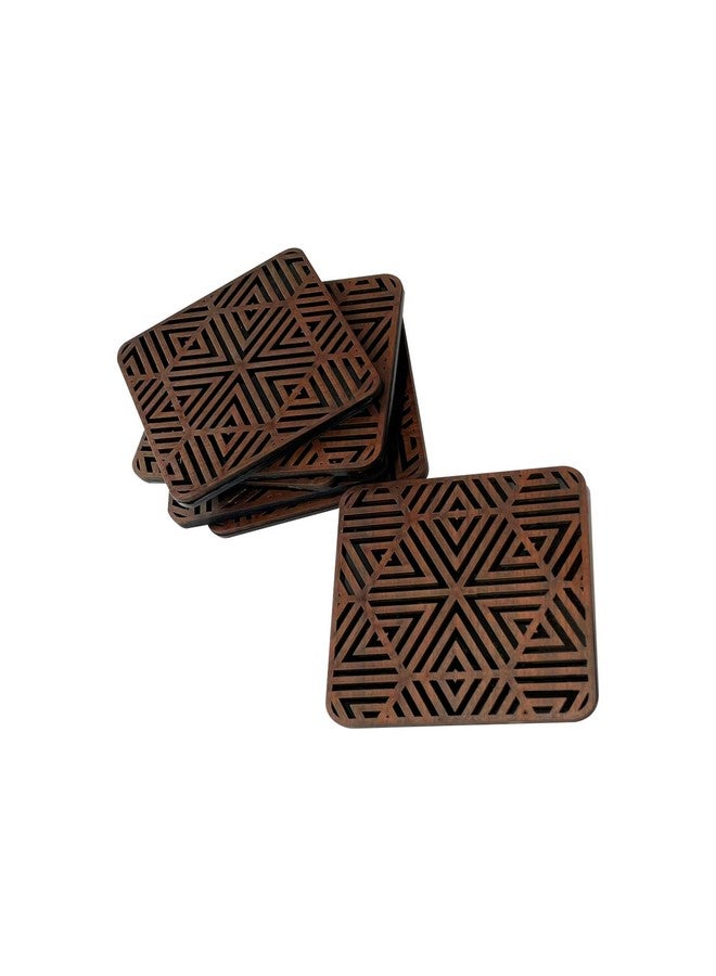 PINE HOME Laser Cut Wooden Coasters with Holder for Living Room, Bedroom and Kitchen (Set of 6) - Image 2
