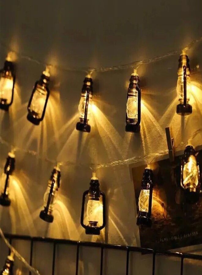 ماركة غير محددة سلسلة أضواء LED فانوس بيضاء دافئة لتزيين الغرفة وحفلات الأعياد والبطارية تعمل بالبطارية 1.5 متر  - Image 2
