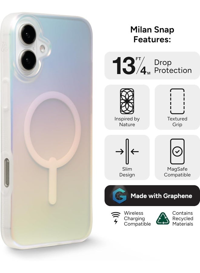 ZAGG Milan Snap Graphene-Reinforced Case, MagSafe Compatible, Anti-Yellowing, Slim Design, Secure Grip, Fashion-Forward, Shockproof Phone Back Cover (Iridescent, 16 Plus) Iridescent - Image 3