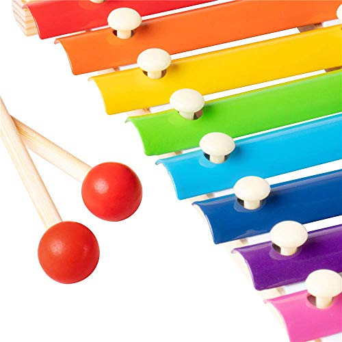 Webby Colorful 8 Different Tones Hand Knock Xylophone with 2 Wooden Mallets, Wooden Xylophone for Kids 1, 2+ Year Old Kids - Image 4