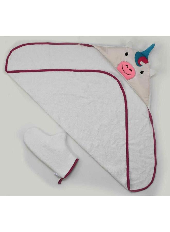 Hooded Baby Bath Towel – Pink Cute Animal Design