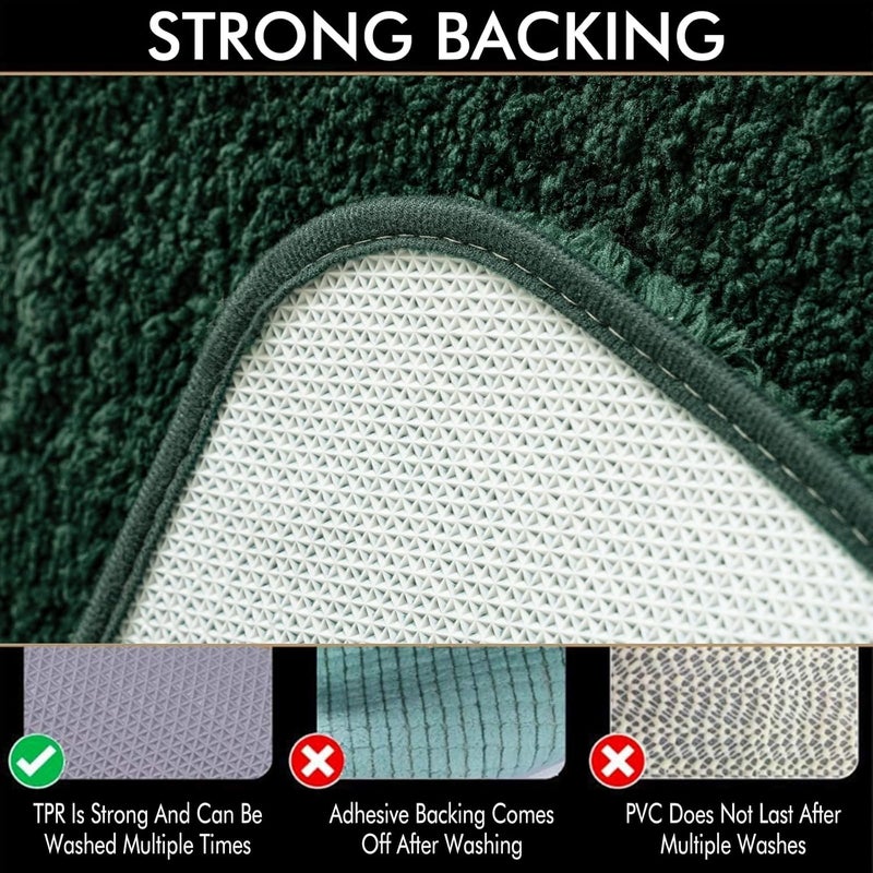 MIULEE Christmas Dark Green Bathroom Rugs Set 2 Piece, Non Slip Bath Mat with Absorbent Microfiber, Ultra Soft Thick Rugs for Bathroom Floor Tub Shower, Machine Washable (20 x 30 Inches) - Image 4