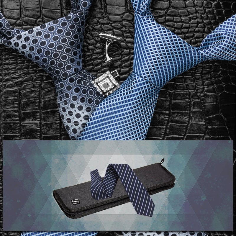 Iristide Travel Tie Case, Portable Waterproof Necktie Cufflinks Storage Box Tie Holder Stored up to 4-5 Ties - Black - Image 5