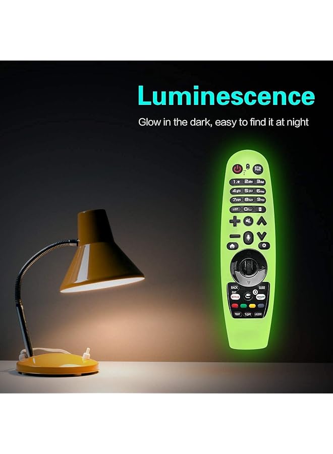 erorex Upgraded Protective Cover For Lg Remote Cover Case For Lg Remote Control Cove For Remote Control Case Silicone Case Anti Drop Slip Dust Water Black+Glowing Green 2Pcs  - Image 5