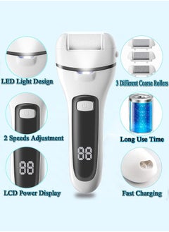 Bukela Callus Remover for Feet, 13-in-1 Professional Pedicure Tools Foot Care Kit, Foot Scrubber Electric Feet File Pedi for Hard Cracked Dry Dead Skin, 3 Rollers, 2 Speed, Battery Display  - Image 2
