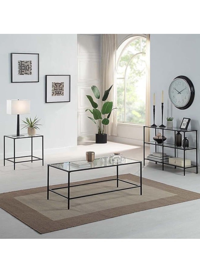 YINZUO Coffee and Console Table Glass and Metal Table Set – Console, Coffee, and Side Tables for Modern Living Spaces, Available Individually and Set - Image 3
