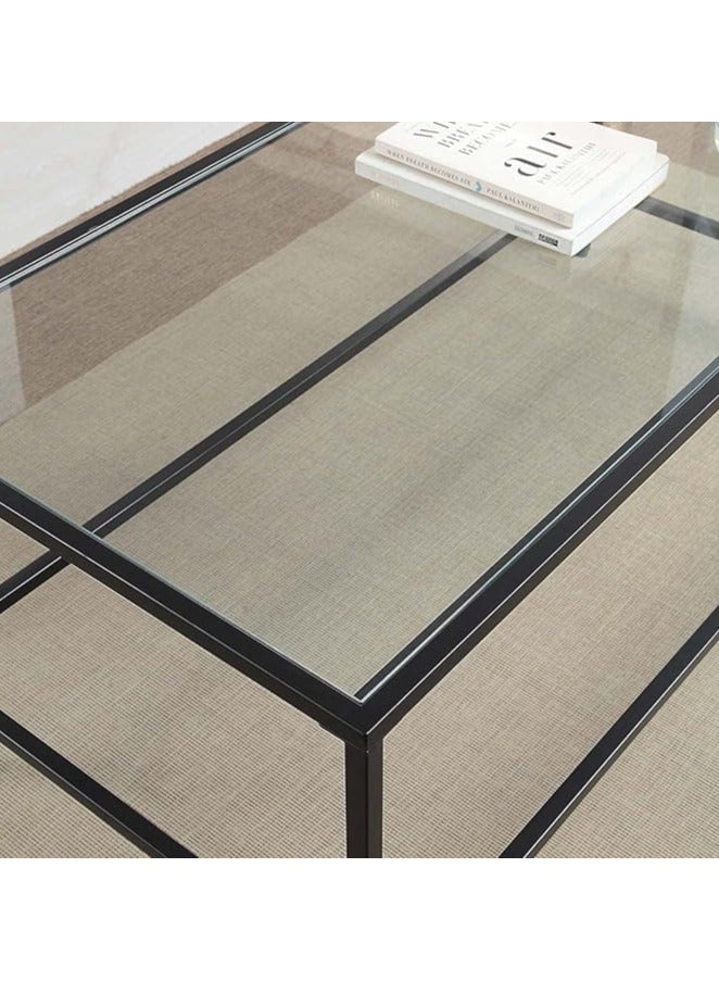 YINZUO Coffee and Console Table Glass and Metal Table Set – Console, Coffee, and Side Tables for Modern Living Spaces, Available Individually and Set - Image 4