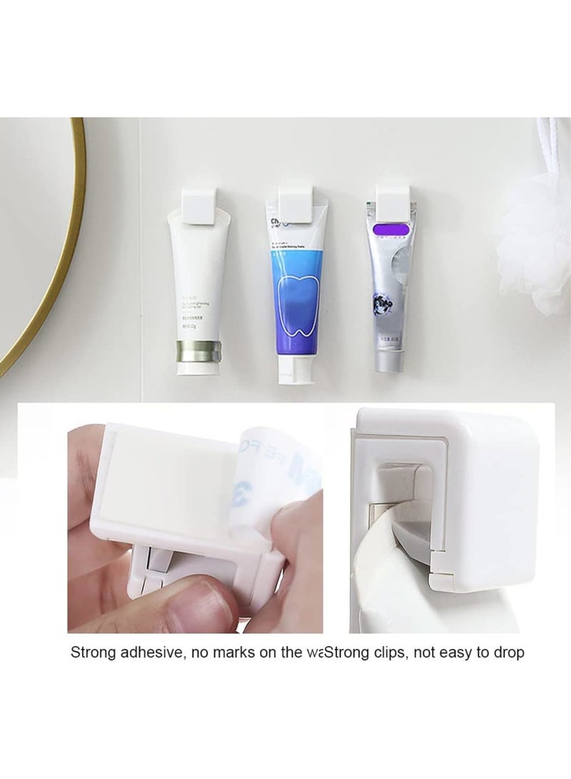 SOLARAE Wall toothbrush holders Set, 4 Pcs Multi Function Razor Holder, Plug Hooks, 6 Pcs Self Adhesive Toothpaste Clips, Easy Install, Durable, for Bathroom, Kitchen - Image 5