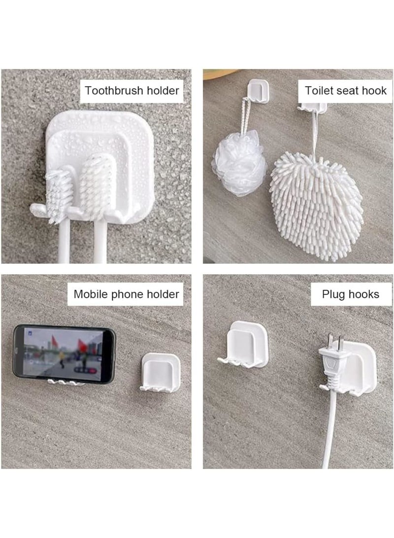 SOLARAE Wall toothbrush holders Set, 4 Pcs Multi Function Razor Holder, Plug Hooks, 6 Pcs Self Adhesive Toothpaste Clips, Easy Install, Durable, for Bathroom, Kitchen - Image 4