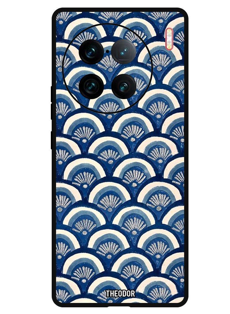 Theodor Protective Case Anti Scratch Shock Proof Bumper Cover For Vivo X90 Pro Plus Blue Floral Patterns - Image 1