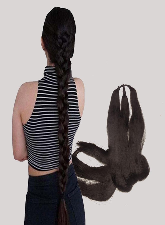 Temperia Artificial Fake Long Extensions Hair for Women & Girls - Savaram Gangawan Cataram Sadaraa Paranda Choti False Nakli Hair Wig - Extra Hair Braid Attachment for Ladies - Black (1pcs) - Image 1