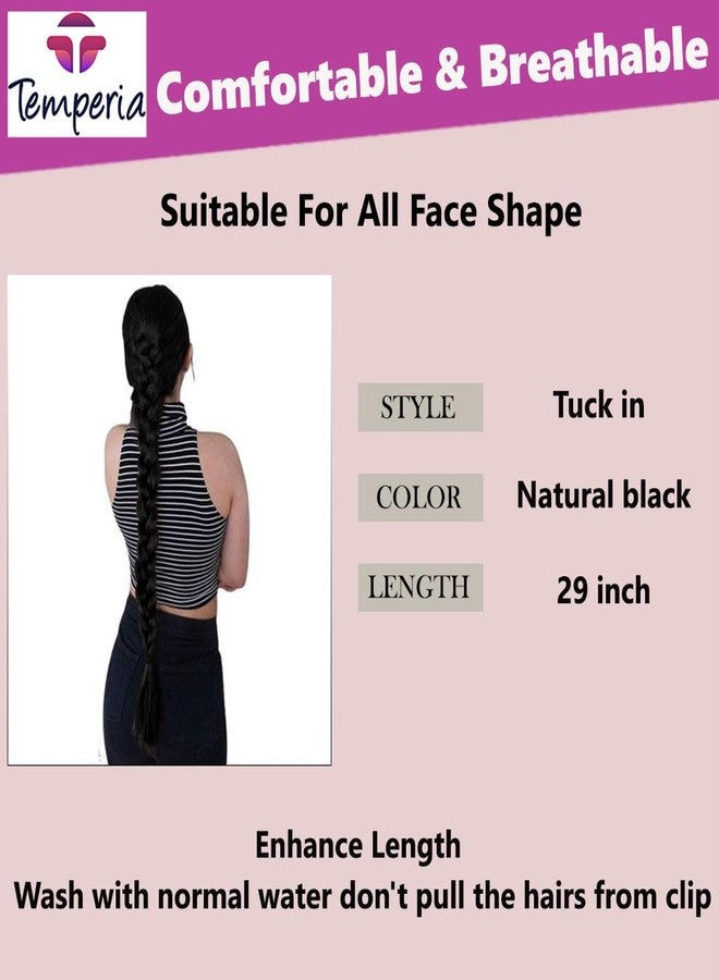Temperia Artificial Fake Long Extensions Hair for Women & Girls - Savaram Gangawan Cataram Sadaraa Paranda Choti False Nakli Hair Wig - Extra Hair Braid Attachment for Ladies - Black (1pcs) - Image 4