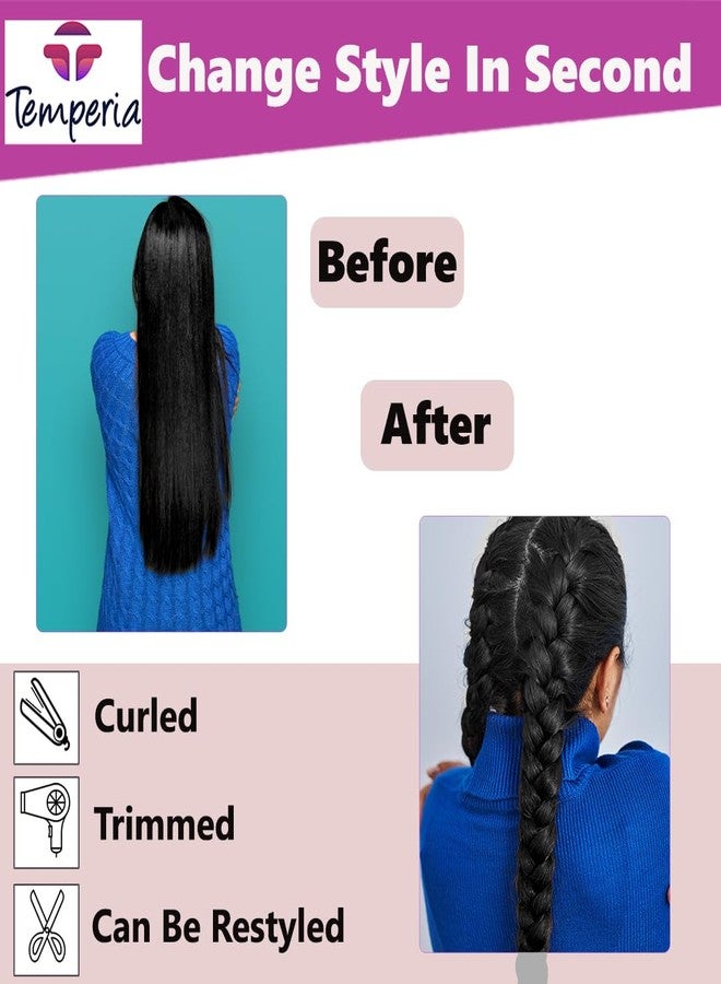 Temperia Artificial Fake Long Extensions Hair for Women & Girls - Savaram Gangawan Cataram Sadaraa Paranda Choti False Nakli Hair Wig - Extra Hair Braid Attachment for Ladies - Black (1pcs) - Image 5
