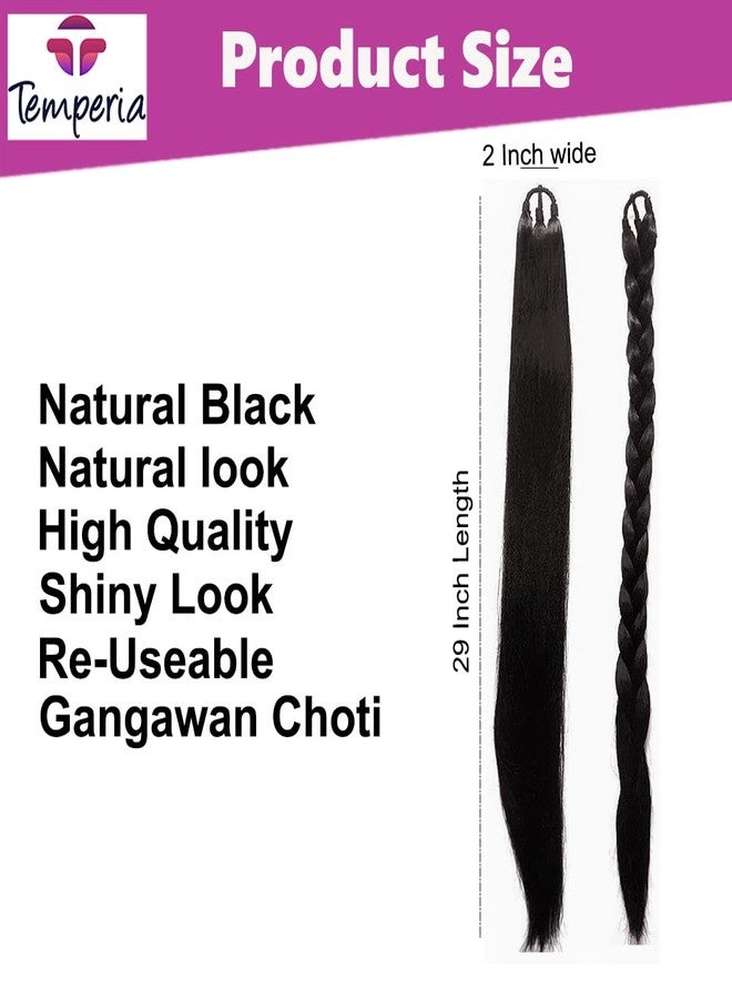 Temperia Artificial Fake Long Extensions Hair for Women & Girls - Savaram Gangawan Cataram Sadaraa Paranda Choti False Nakli Hair Wig - Extra Hair Braid Attachment for Ladies - Black (1pcs) - Image 3