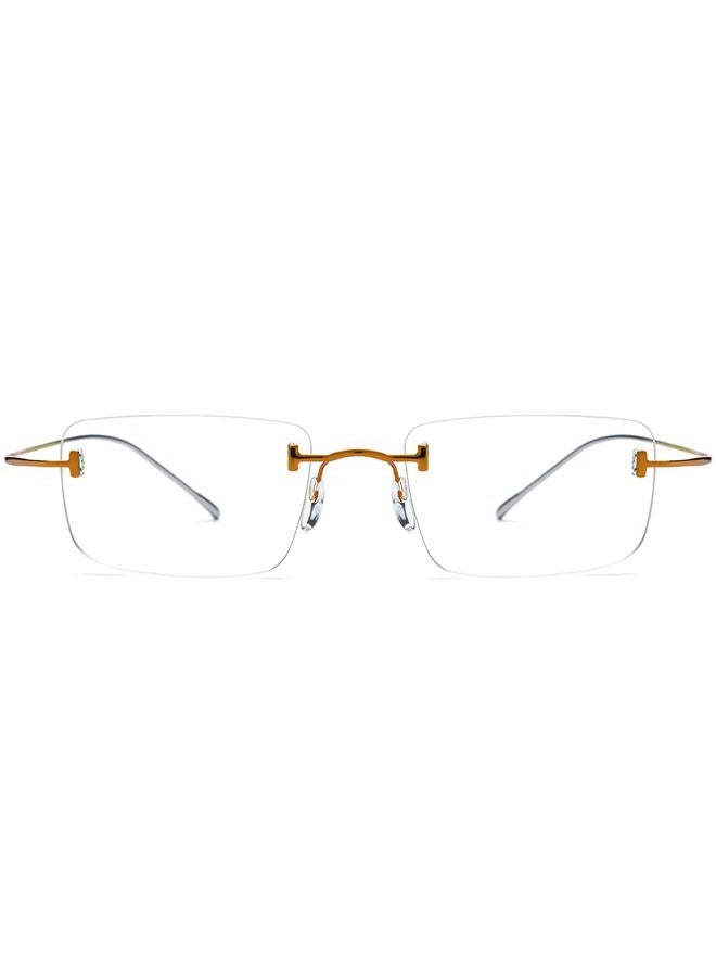 FONEX Titanium Glasses Frame,Rimless Frameless Optical Eyewear Eyeglasses for Men and Women F85634 (85871 Yellow) - Image 3